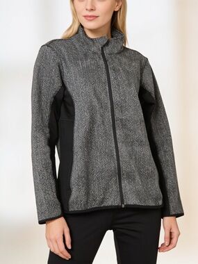MNY Marc New York Herringbone Fleece Lined Soft Shell Zip Jacket Medium